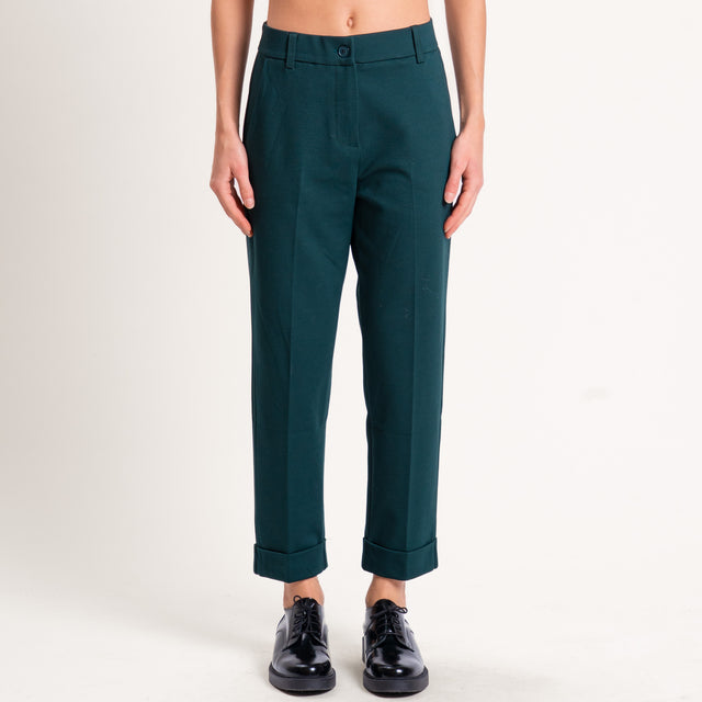 Zeroassoluto-Pantalone BETTY punto milano elastico - verde bottiglia
