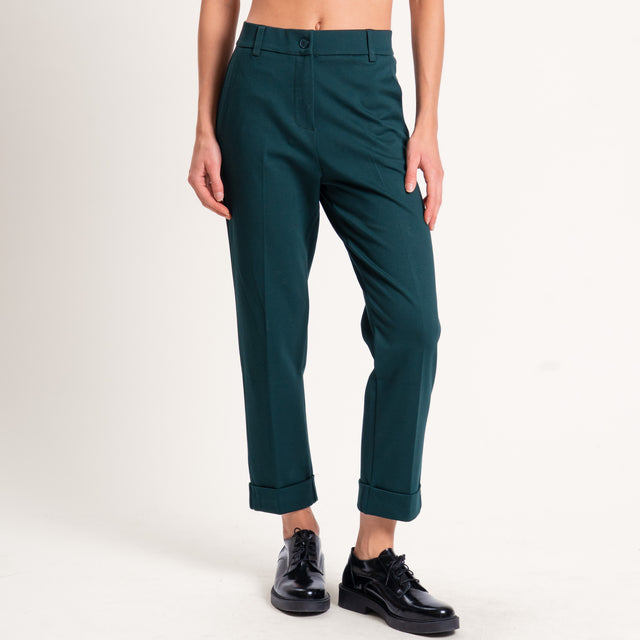 Zeroassoluto-Pantalone BETTY punto milano elastico - verde bottiglia