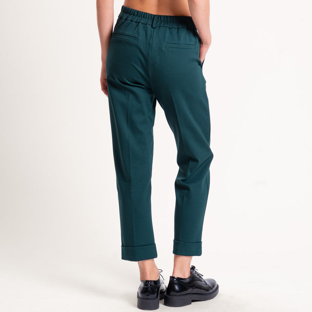 Zeroassoluto-Pantalone BETTY punto milano elastico - verde bottiglia