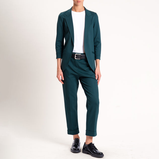 Zeroassoluto-Pantalone BETTY punto milano elastico - verde bottiglia
