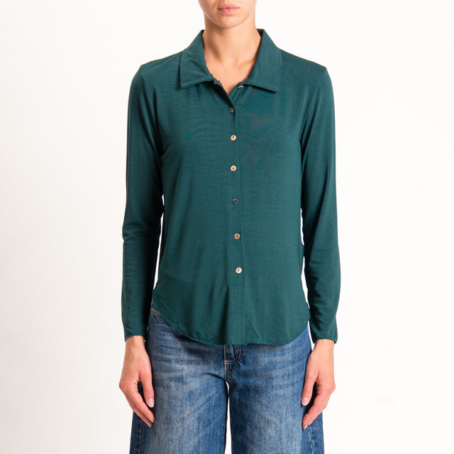 Zeroassoluto-Camicia CARLY in jersey - verde bottiglia