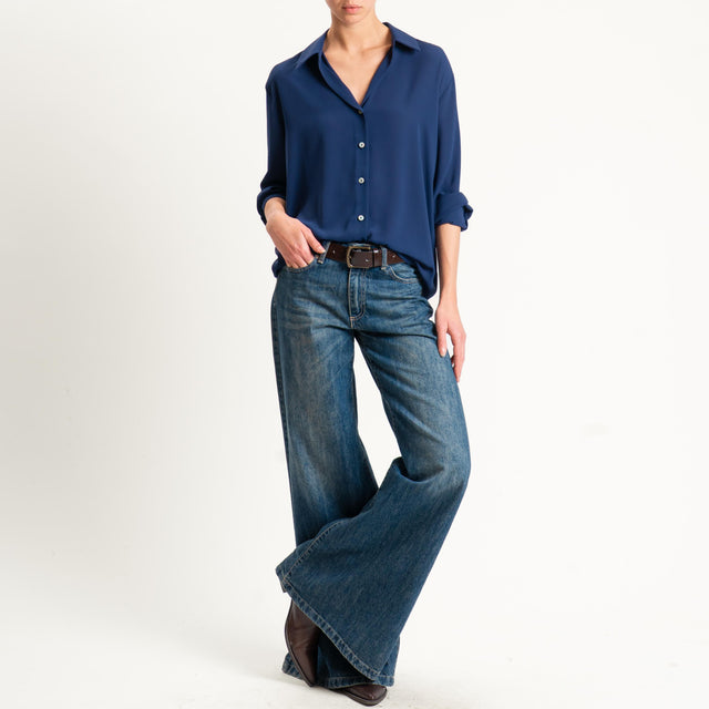 Zeroassoluto-Camicia CLAY MANO SETA - blu notte