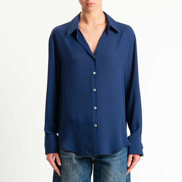 Zeroassoluto-Camicia CLAY MANO SETA - blu notte