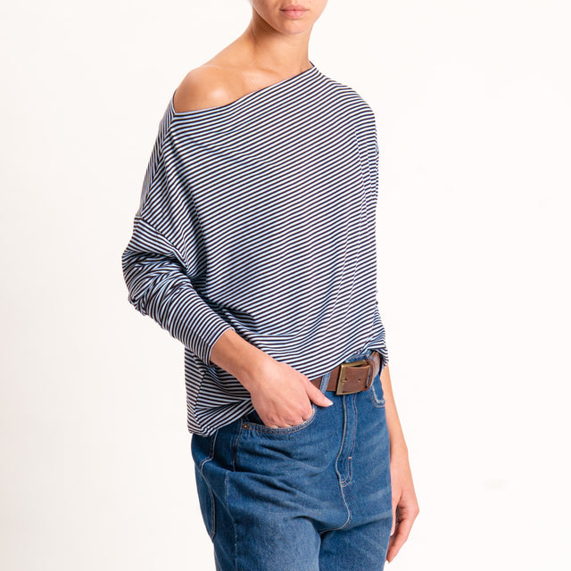 Zeroassoluto-T-shirt CLOE righe in jersey - cielo/moro