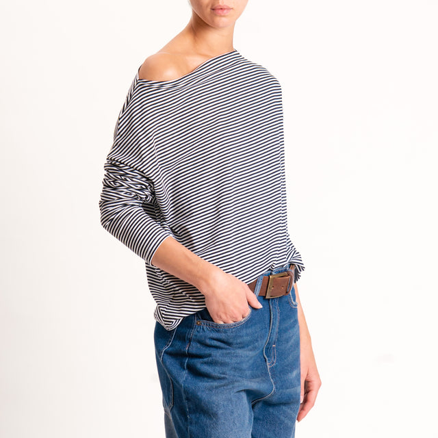 Zeroassoluto-T-shirt CLOE righe in jersey - nero/latte