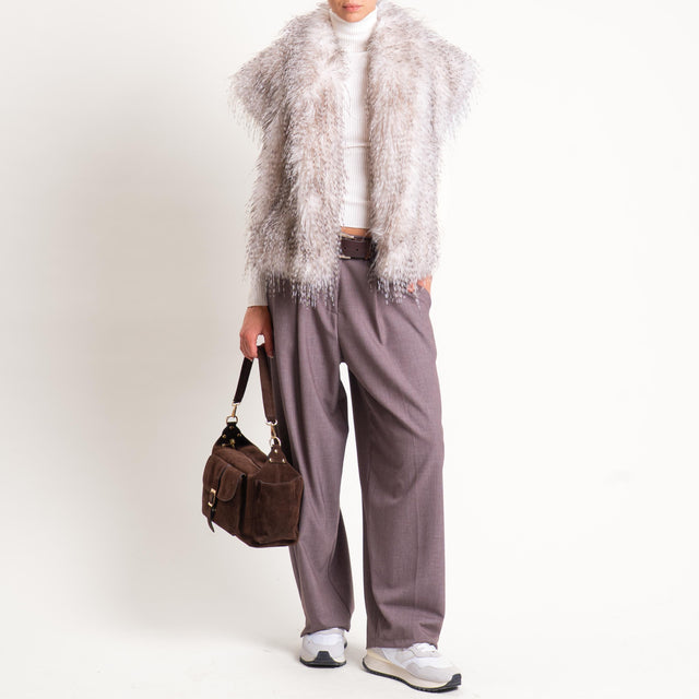 Motel-Gilet ecopelliccia - burro/nero
