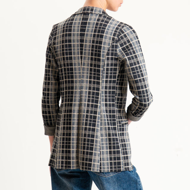 Zeroassoluto-Giacca JIN elasticizzata - check nero/grigio/sand