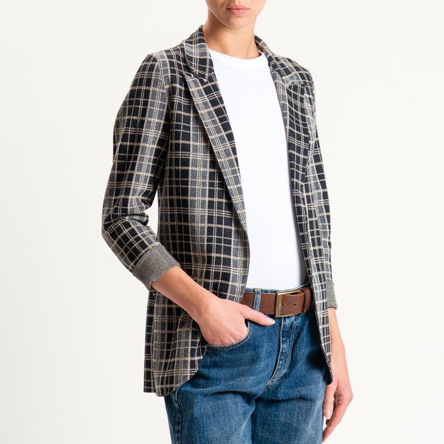 Zeroassoluto-Giacca JIN elasticizzata - check nero/grigio/sand