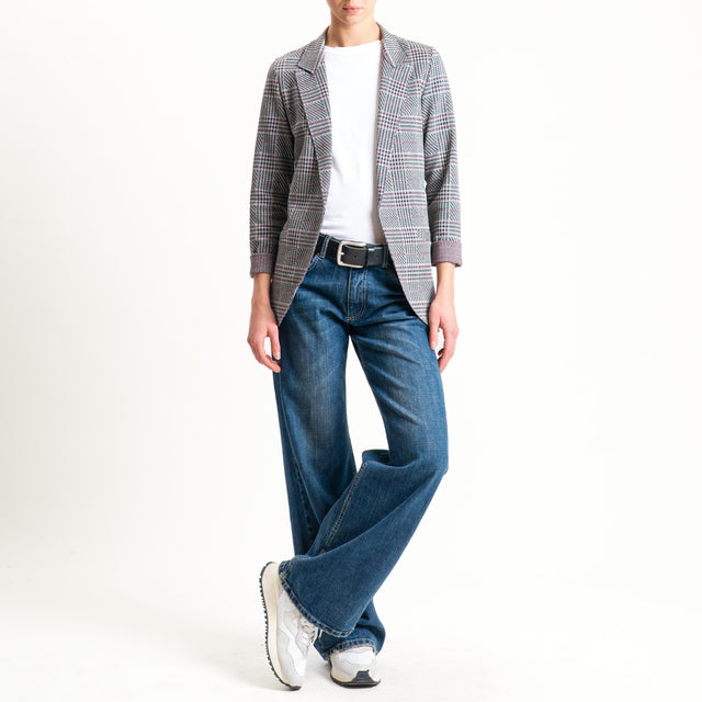 Zeroassoluto-Giacca JIN elasticizzata - principe di galles grigio/vino/nero