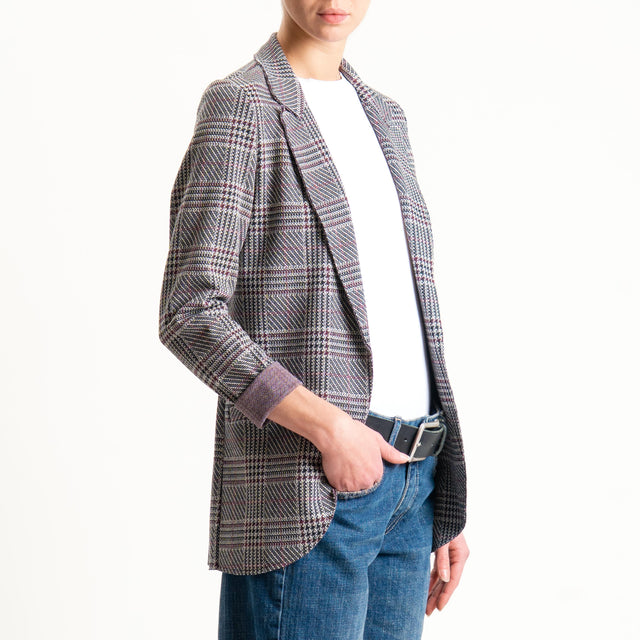 Zeroassoluto-Giacca JIN elasticizzata - principe di galles grigio/vino/nero