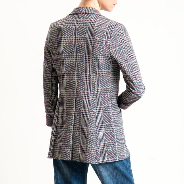 Zeroassoluto-Giacca JIN elasticizzata - principe di galles grigio/vino/nero