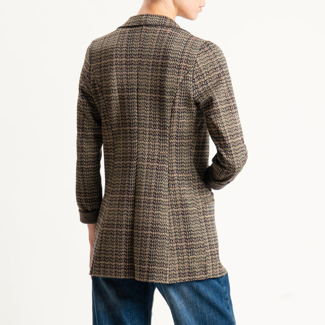 Zeroassoluto-Giacca JIN elasticizzata - principe di galles militare/moro/sand