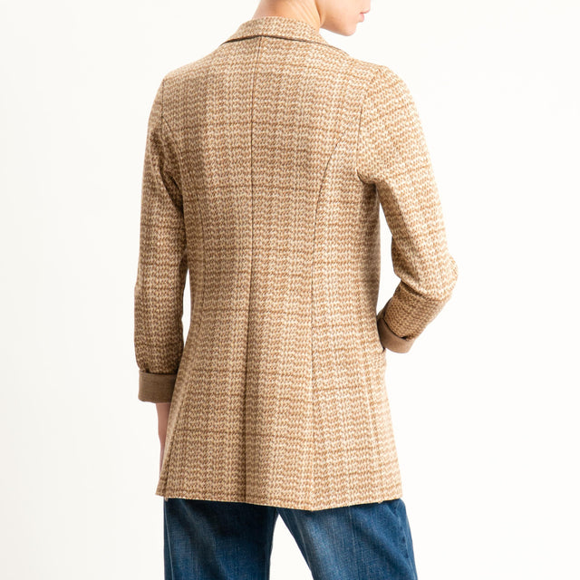 Zeroassoluto-Giacca JIN elasticizzata - principe di galles sand/biscotto/camel