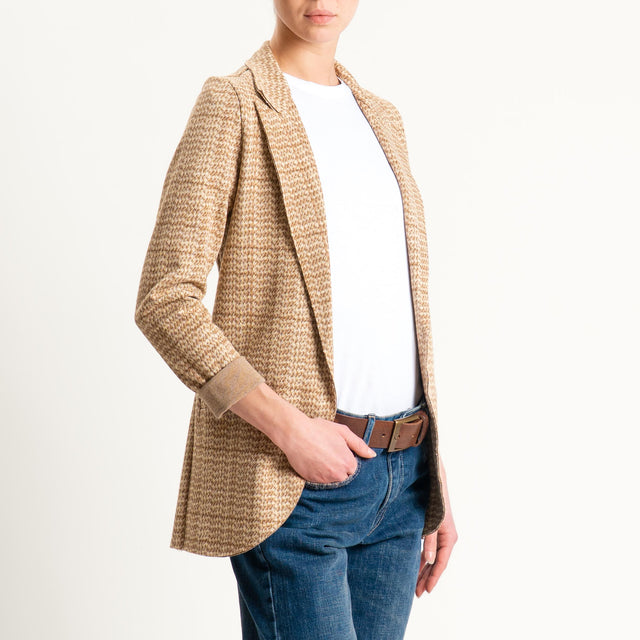 Zeroassoluto-Giacca JIN elasticizzata - principe di galles sand/biscotto/camel