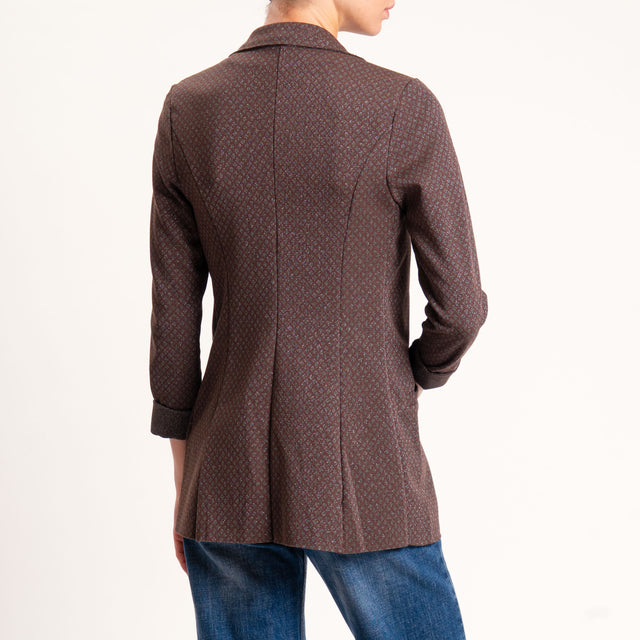 Zeroassoluto-Giacca JIN elasticizzata - fiore lurex moro/militare
