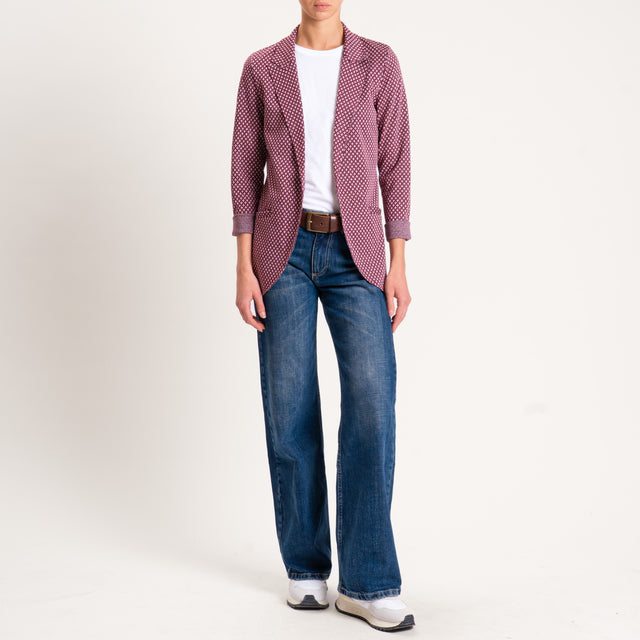 Zeroassoluto-Giacca JIN elasticizzata - fiore lurex vino/rosa