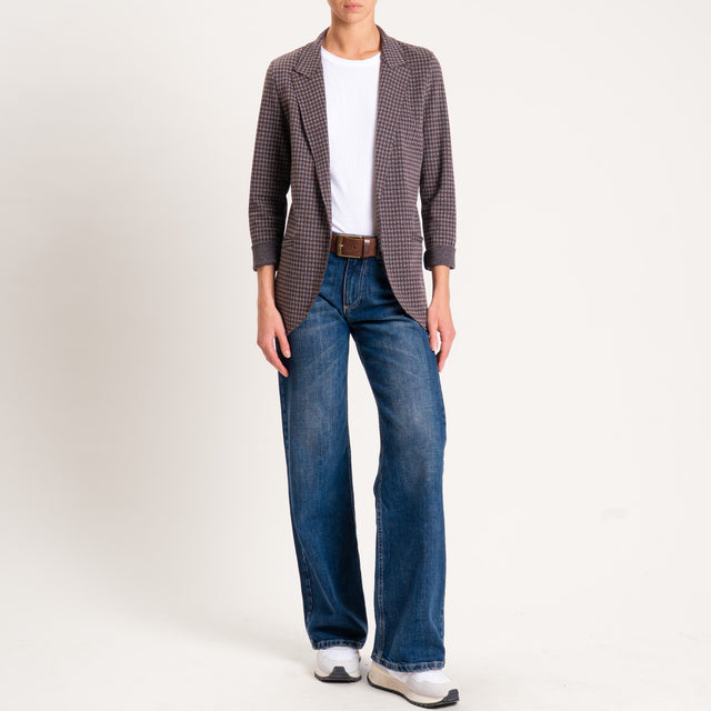 Zeroassoluto-Giacca JIN elasticizzata - pied de poule lurex grigio/moro