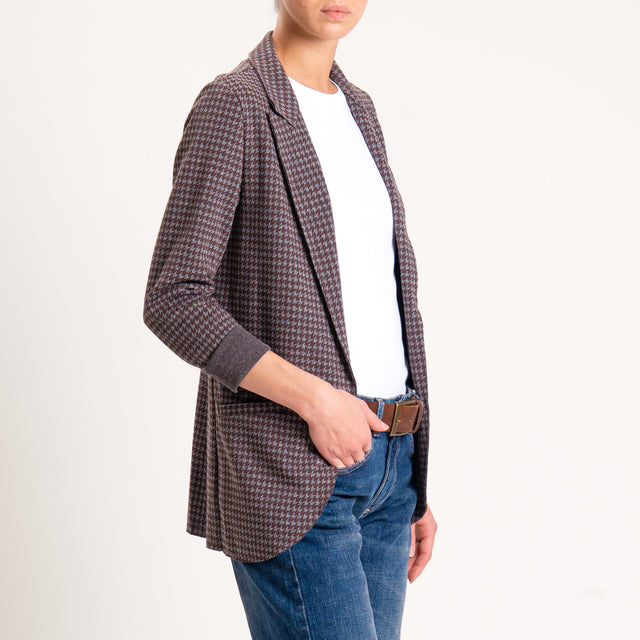 Zeroassoluto-Giacca JIN elasticizzata - pied de poule lurex grigio/moro