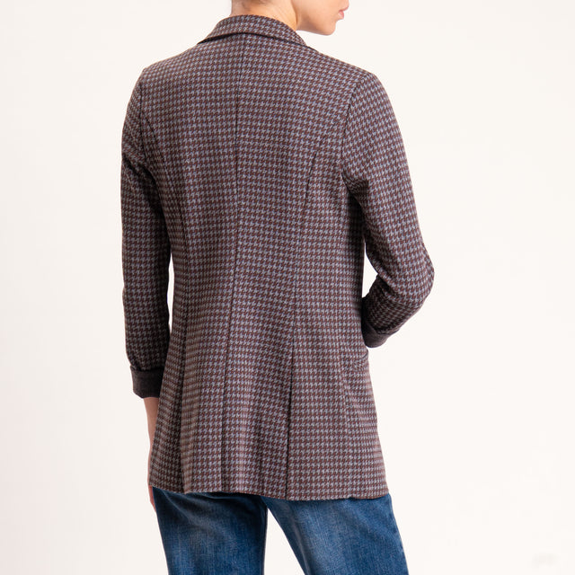 Zeroassoluto-Giacca JIN elasticizzata - pied de poule lurex grigio/moro