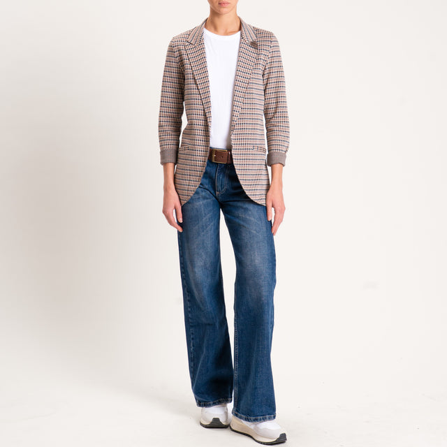 Zeroassoluto-Giacca JIN elasticizzata - pied de poule sand/biscotto/nero