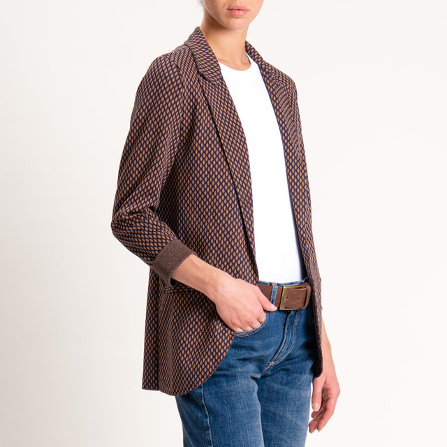 Zeroassoluto-Giacca JIN elasticizzata - rombo lurex blu/cuoio