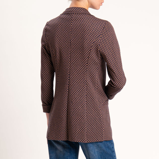 Zeroassoluto-Giacca JIN elasticizzata - rombo lurex blu/cuoio