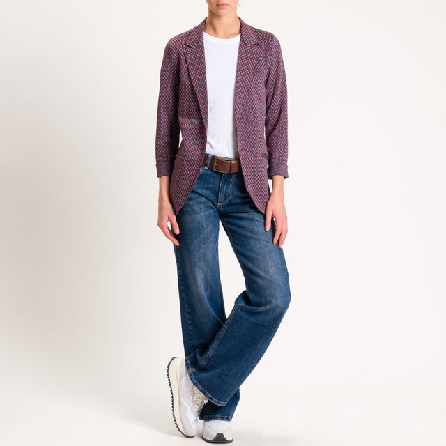 Zeroassoluto-Giacca JIN elasticizzata - rombo lurex vino/grigio