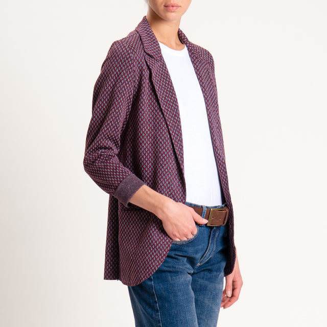 Zeroassoluto-Giacca JIN elasticizzata - rombo lurex vino/grigio