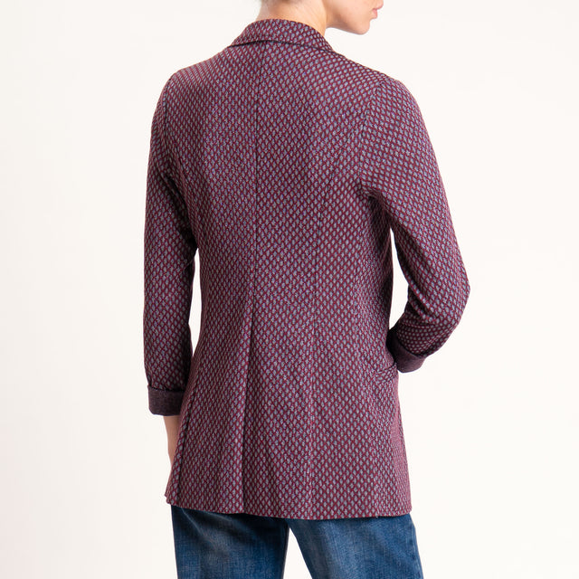 Zeroassoluto-Giacca JIN elasticizzata - rombo lurex vino/grigio