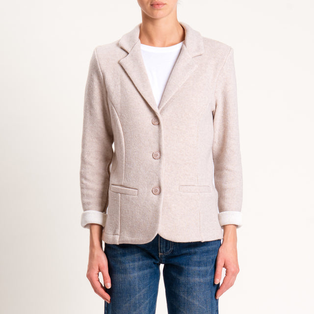 Zeroassoluto-Giacca JOY tessuto in maglia - casha/gesso