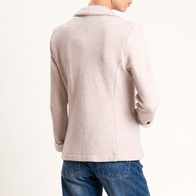 Zeroassoluto-Giacca JOY tessuto in maglia - casha/gesso