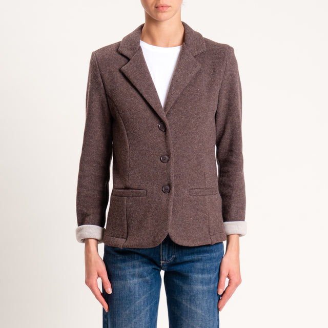 Zeroassoluto-Giacca JOY tessuto in maglia - moro melange/casha