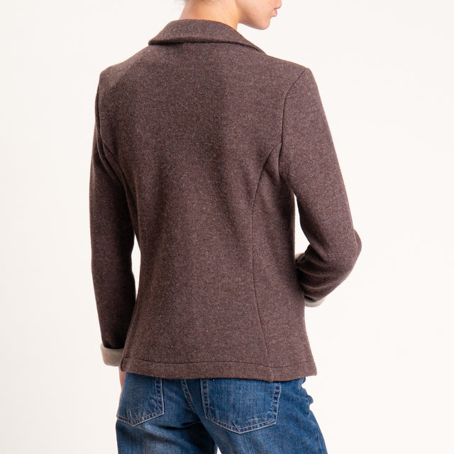 Zeroassoluto-Giacca JOY tessuto in maglia - moro melange/casha