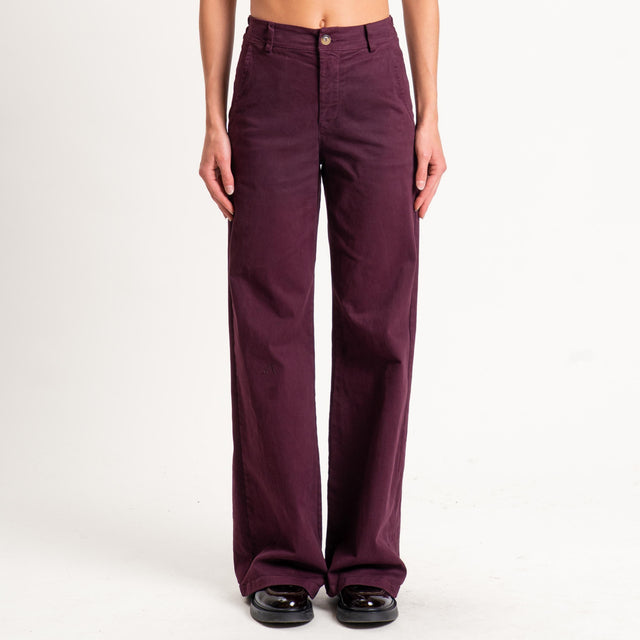 Zeroassoluto-Pantalone LILLY palazzo - burgundy
