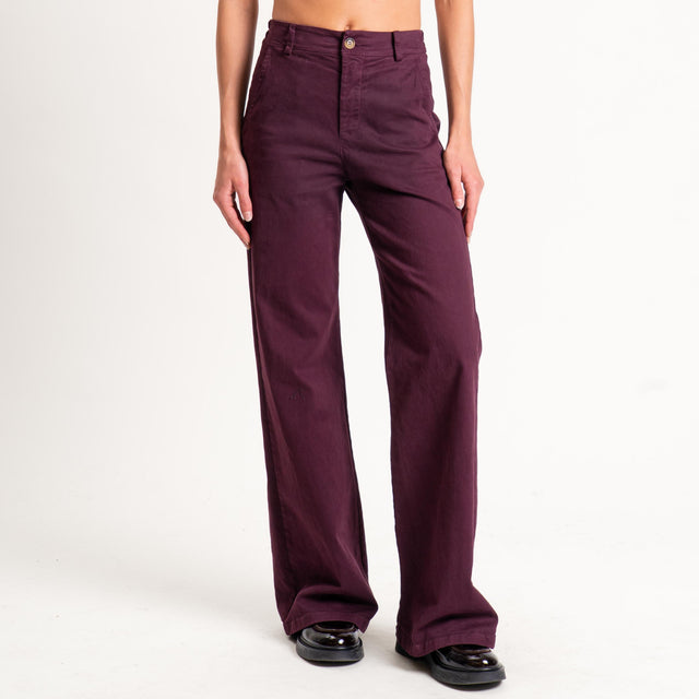 Zeroassoluto-Pantalone LILLY palazzo - burgundy