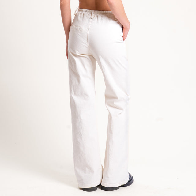 Zeroassoluto-Pantalone LILLY palazzo cotone elasticizzato - burro