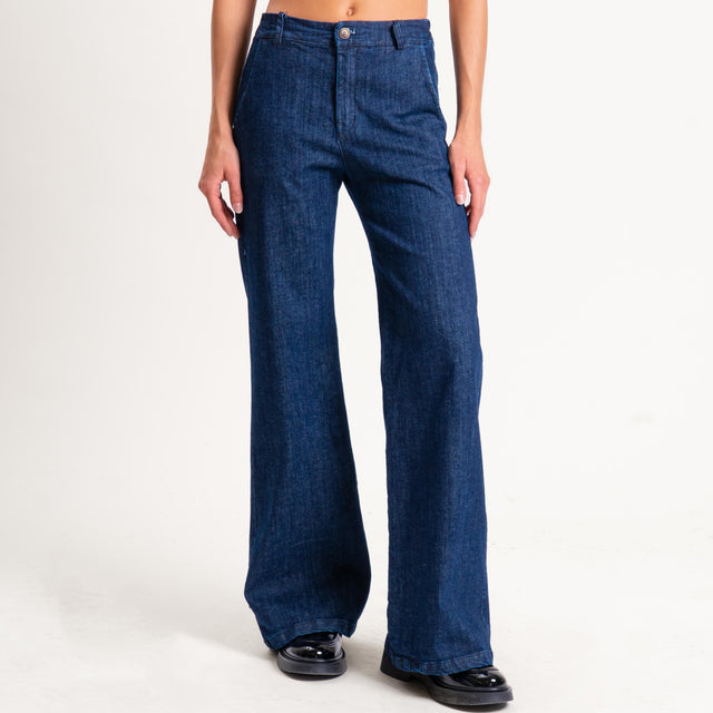 Zeroassoluto-Pantalone LILLY palazzo tela jeans elasticizzata - denim