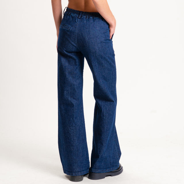 Zeroassoluto-Pantalone LILLY palazzo tela jeans elasticizzata - denim