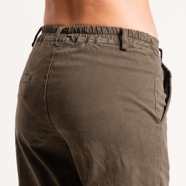 Zeroassoluto-Pantalone LILLY palazzo cotone elasticizzato - militare