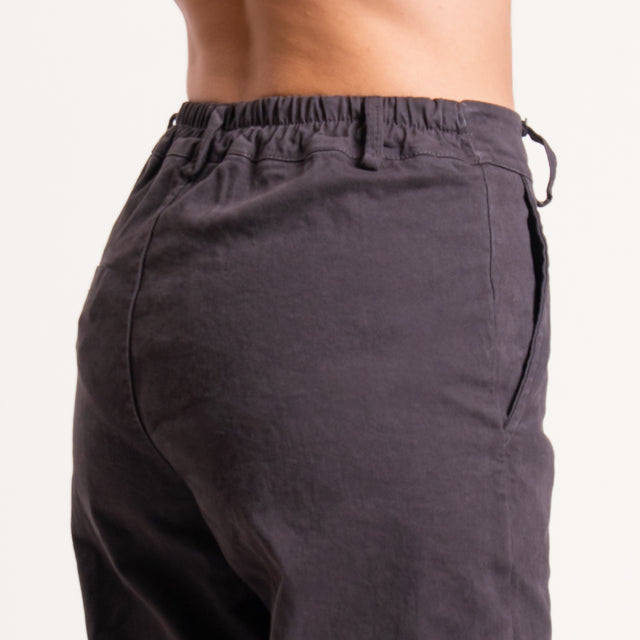 Zeroassoluto-Pantalone LILLY palazzo cotone elasticizzato - moro