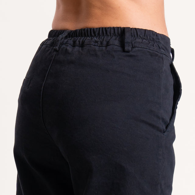 Zeroassoluto-Pantalone LILLY palazzo cotone elasticizzato - nero