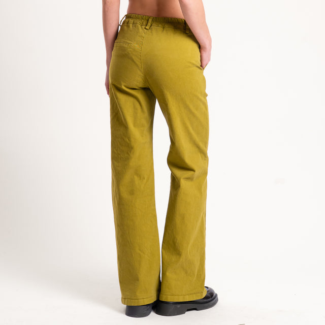 Zeroassoluto-Pantalone LILLY palazzo cotone elasticizzato - olio