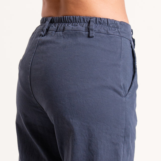 Zeroassoluto-Pantalone LILLY palazzo cotone elasticizzato - piombo