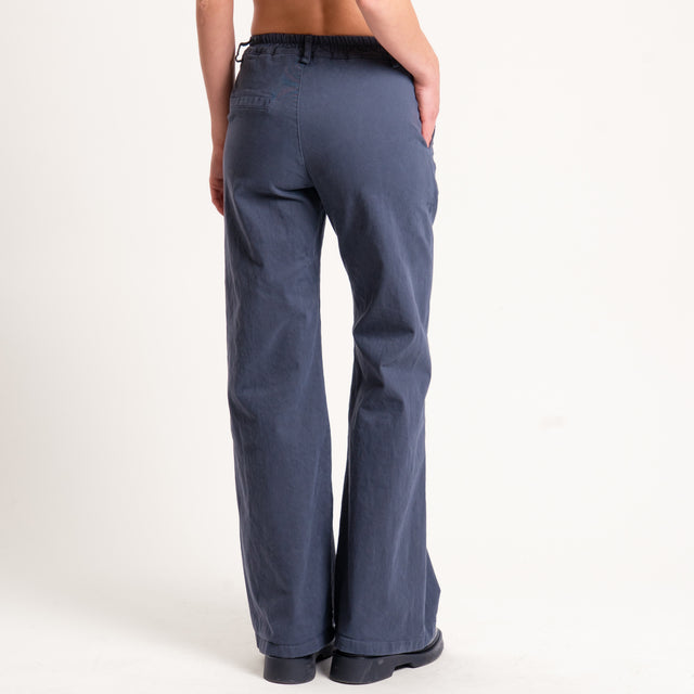 Zeroassoluto-Pantalone LILLY palazzo cotone elasticizzato - piombo