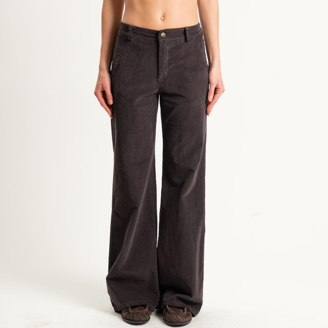 Zeroassoluto-Pantalone LILLY velluto millerighe - moro