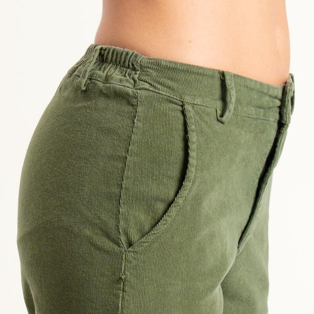 Zeroassoluto-Pantalone LILLY velluto millerighe - oliva