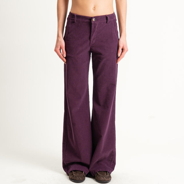 Zeroassoluto-Pantalone LILLY velluto millerighe - burgundy