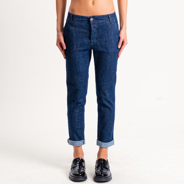 Zeroassoluto-Pantalone LOIS chino tela jeans elasticizzata - denim