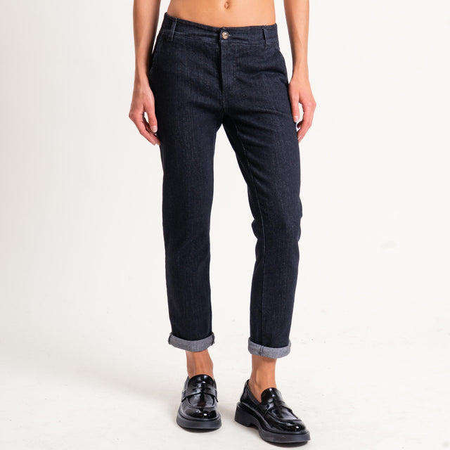 Zeroassoluto-Pantalone LOIS chino tela jeans elasticizzata - denim nero