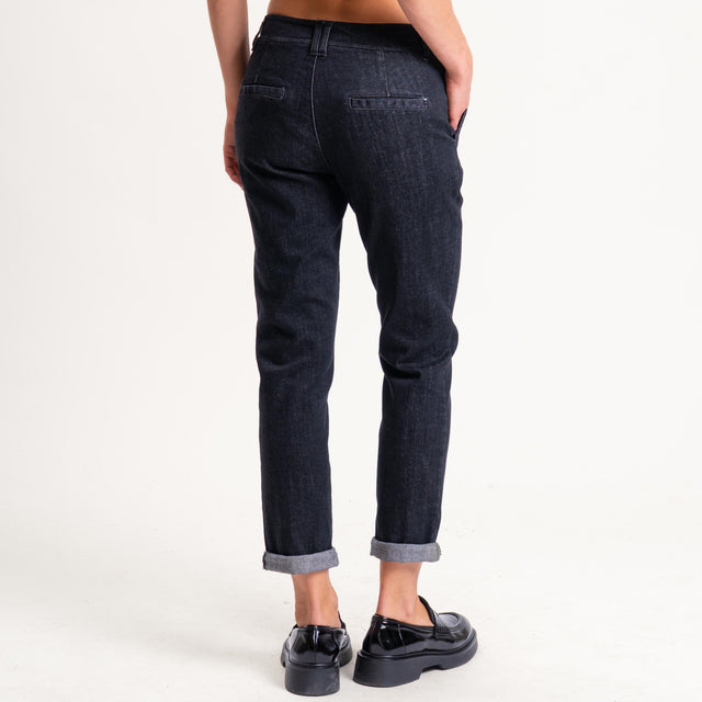 Zeroassoluto-Pantalone LOIS chino tela jeans elasticizzata - denim nero
